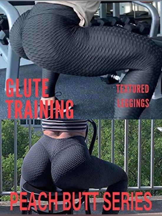 Black Textured Scrunch Butt Leggings High Waisted Yoga Pants Booty Lift Stretch - Picture 5 of 5